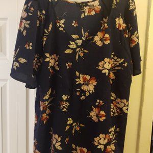 AUW Navy Blue Floral Print Top
